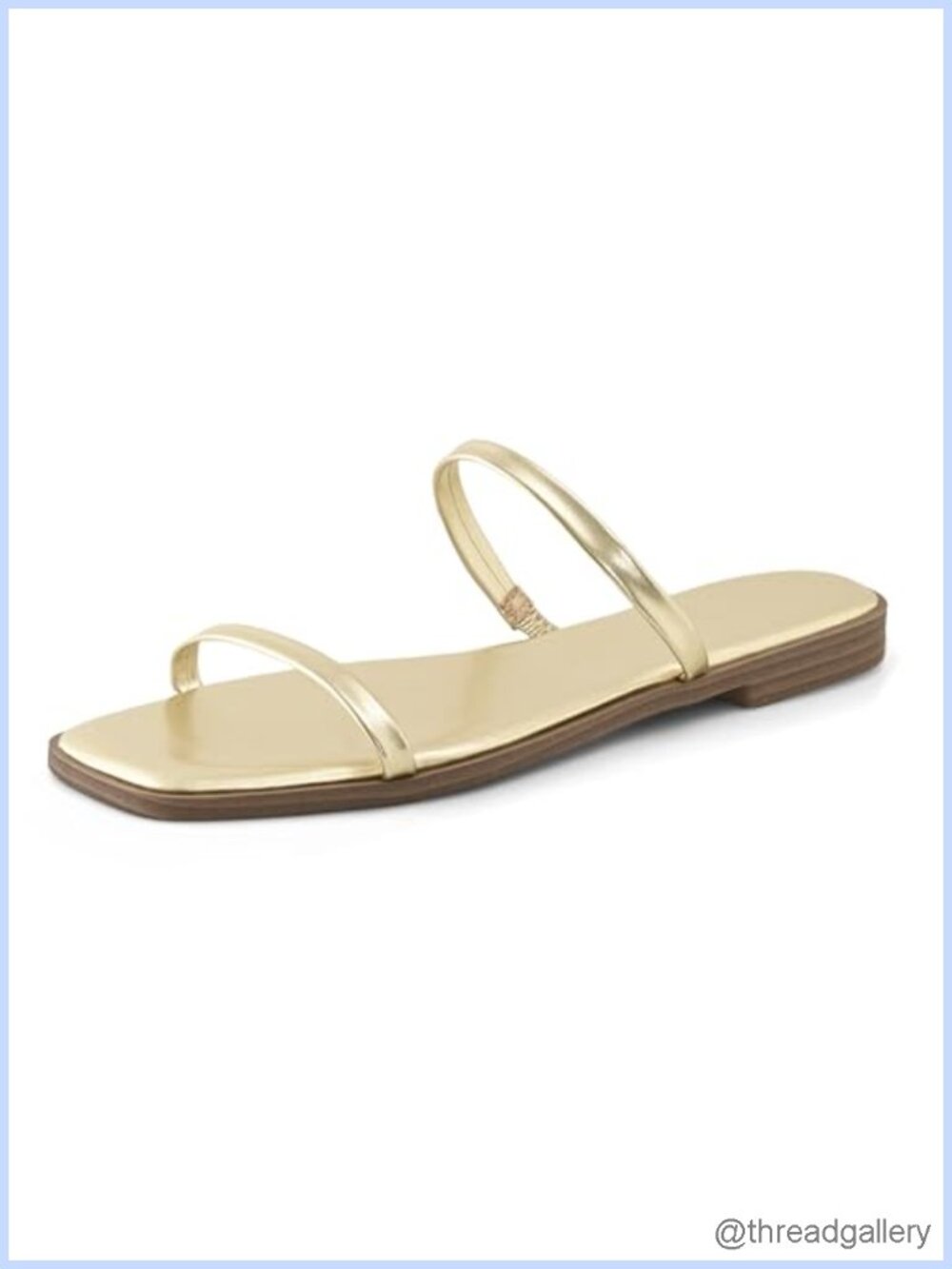Strappy Flat Sandals Square Open Toe Slide Slip On Minimalist
